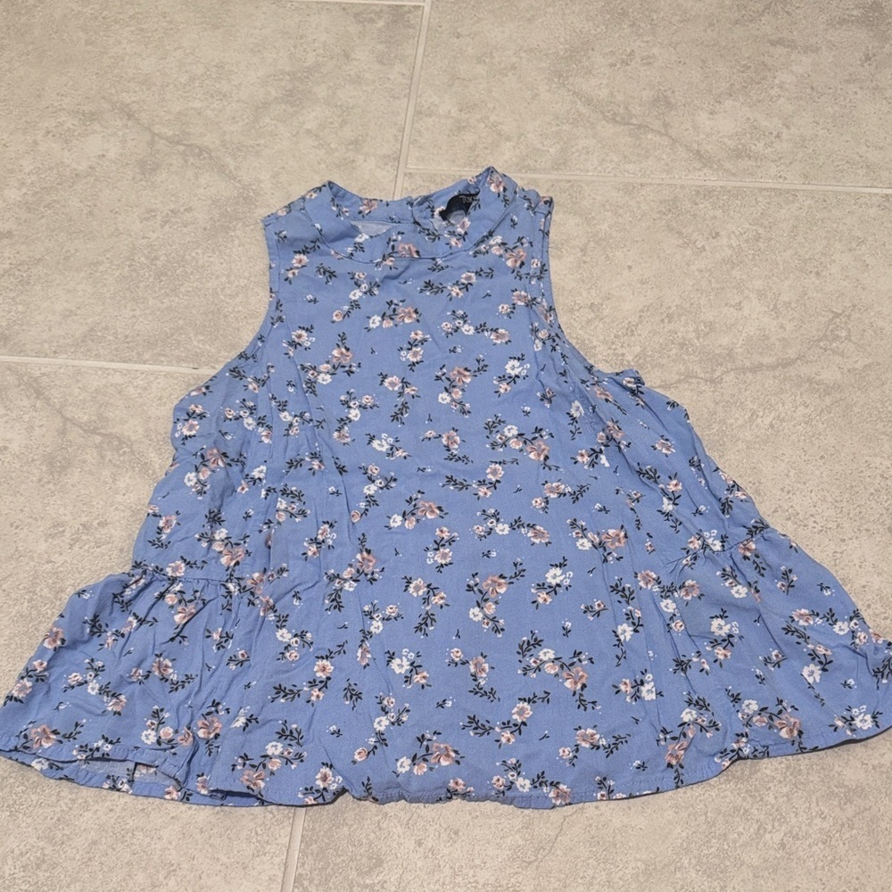 Floral Blue Sleeveless Top
